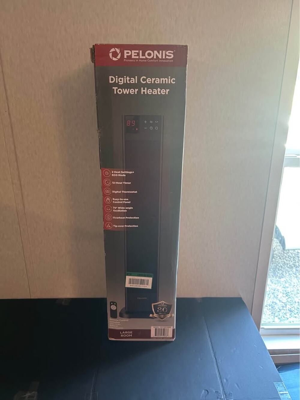 Pelonis 30" Digital Ceramic Tower Heater PHT3007B8B 1500W Remote Black